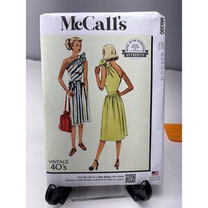 McCalls M8380 Vintage 40s Dress Sewing Pattern Size 6 8 10 12 14 Uncut